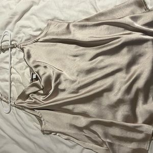 Beige satin tank top